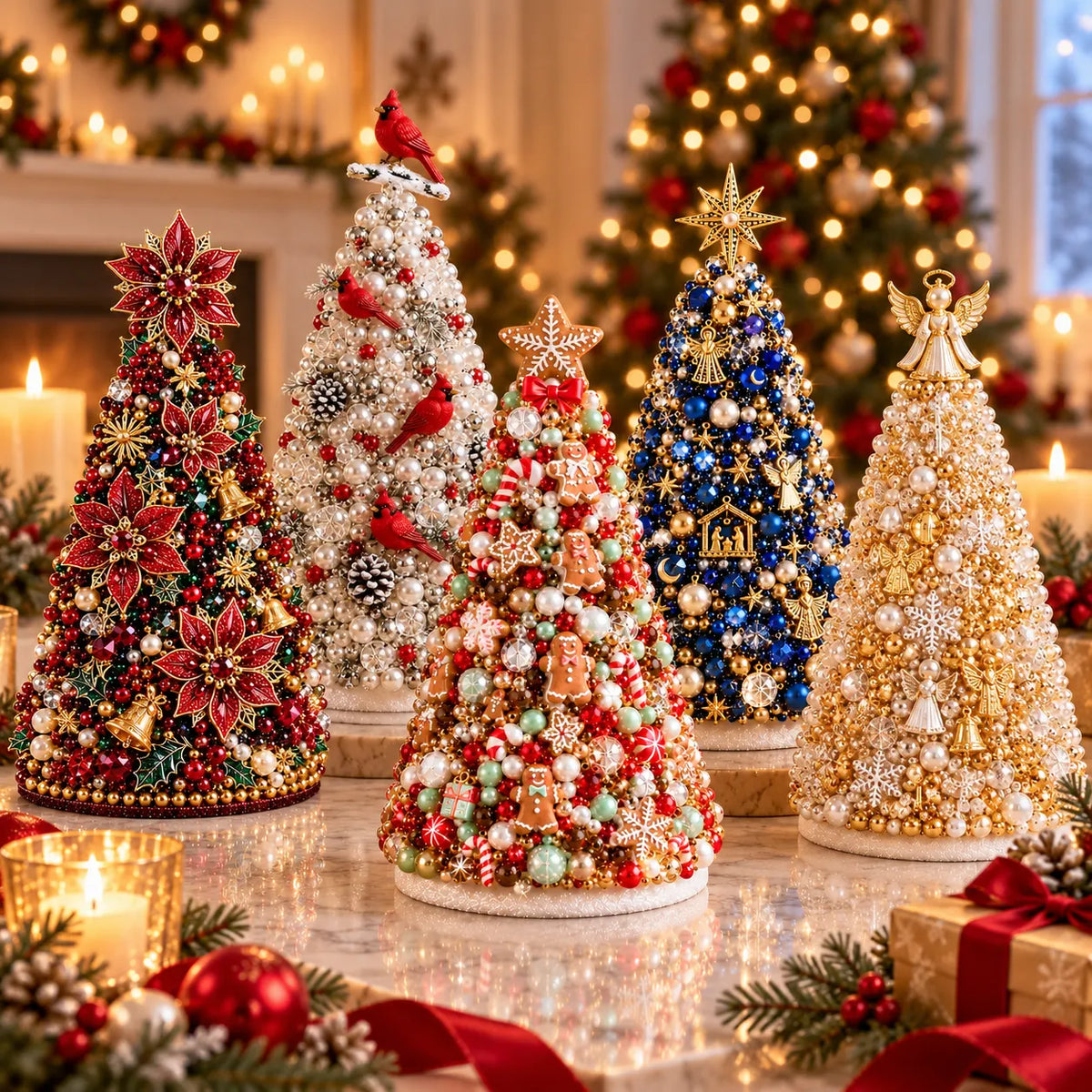 DIY Beaded Pearl Art Christmas Tree – Ornament Kit Holiday Decor