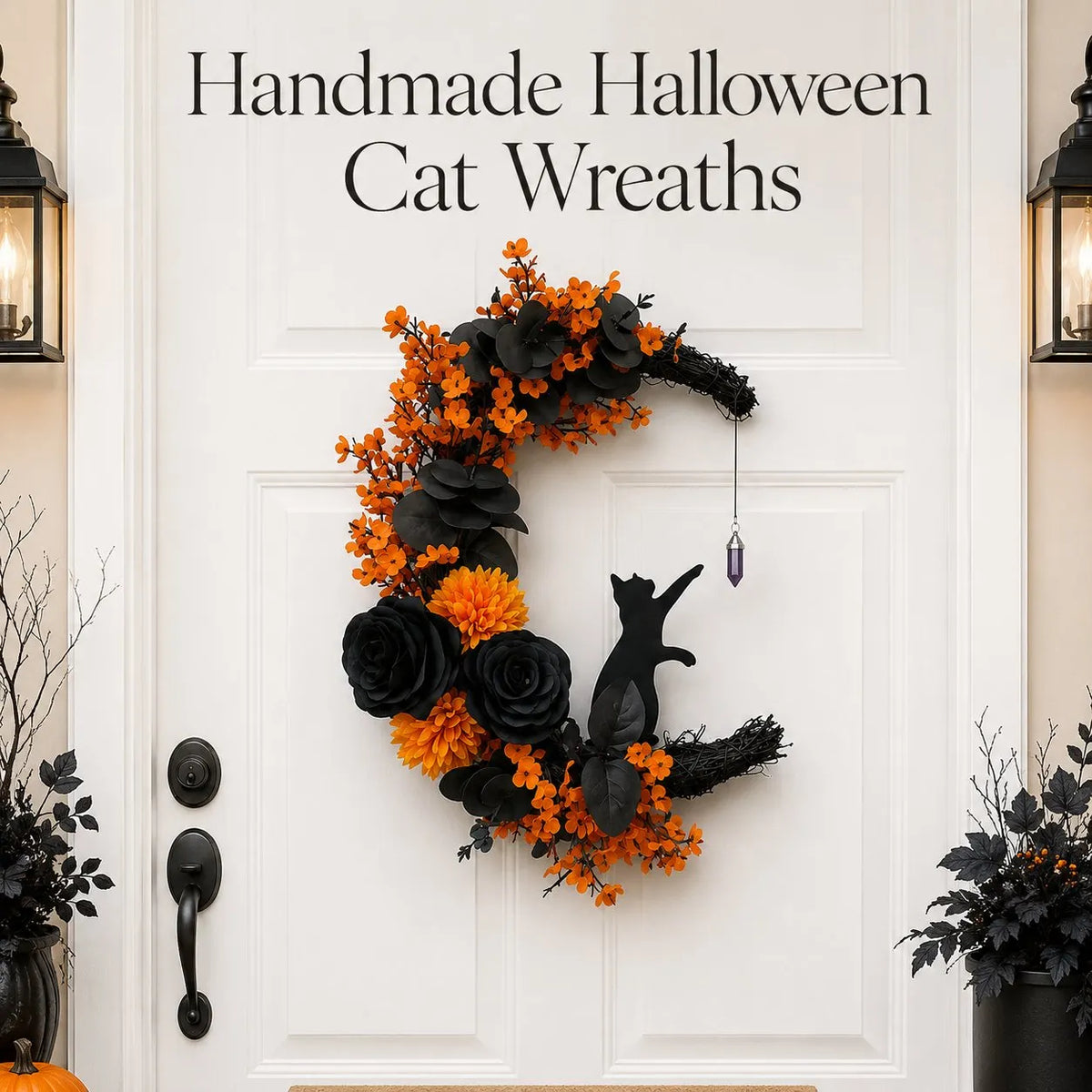 🐈‍⬛🌙Handmade Halloween Cat Wreath(📦Buy 2 Free Shipping)