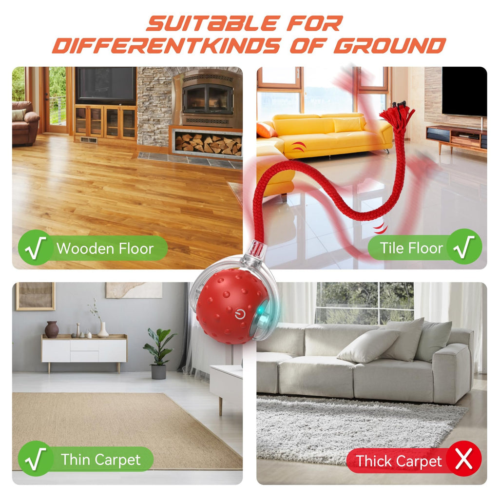 Interactive Cat & Dog Teaser Toy with Extra Tails & Rolling Ball