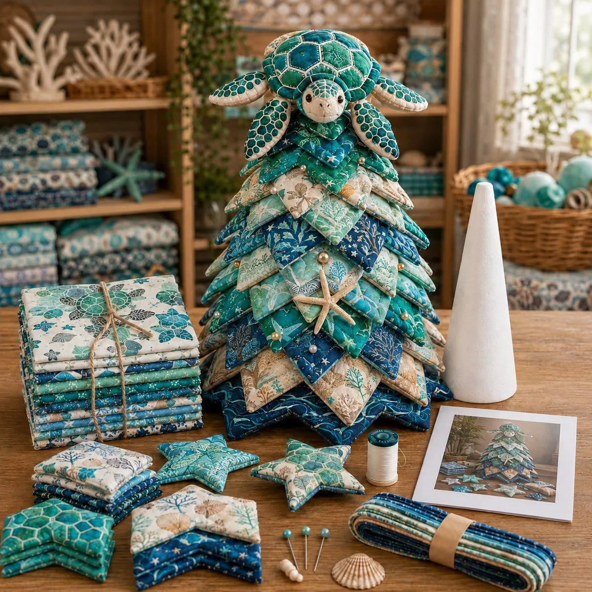 🔥 Last Day: 49% Off – 🌊 "Ocean Dream" Layered Fabric Tree DIY Kit | Create a freestanding coastal-style centerpiece featuring coordinated fabrics and an ocean-themed topper 🐚✨