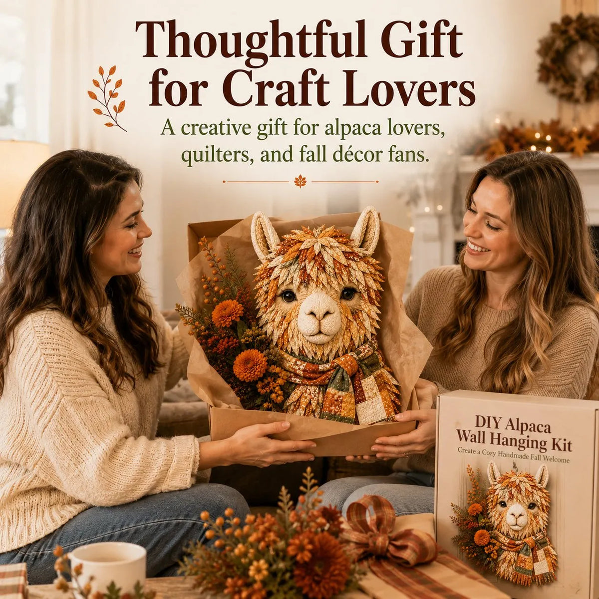 ⏳ Last Day 49% OFF – 🦙 Beginner-Friendly Autumn Alpaca DIY Wall Hanging Kit | Complete Kit with Pre-Cut Fabrics, Stitching Supplies & Step-by-Step Guide Included 🍂💕