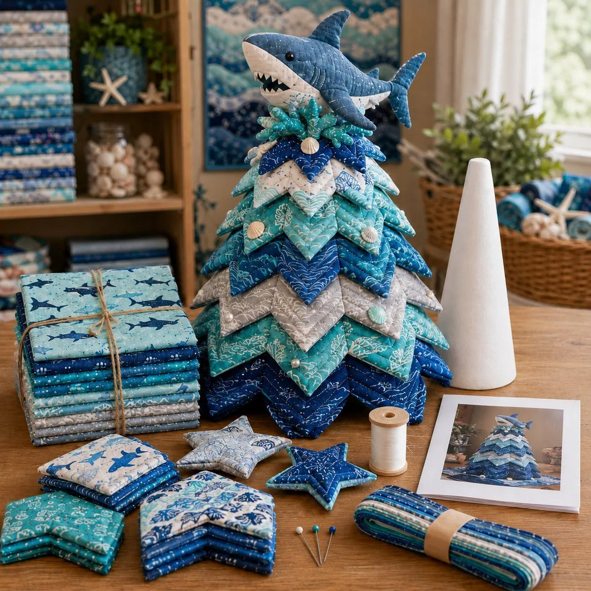 🔥 Last Day: 49% Off – 🌊 "Ocean Dream" Layered Fabric Tree DIY Kit | Create a freestanding coastal-style centerpiece featuring coordinated fabrics and an ocean-themed topper 🐚✨