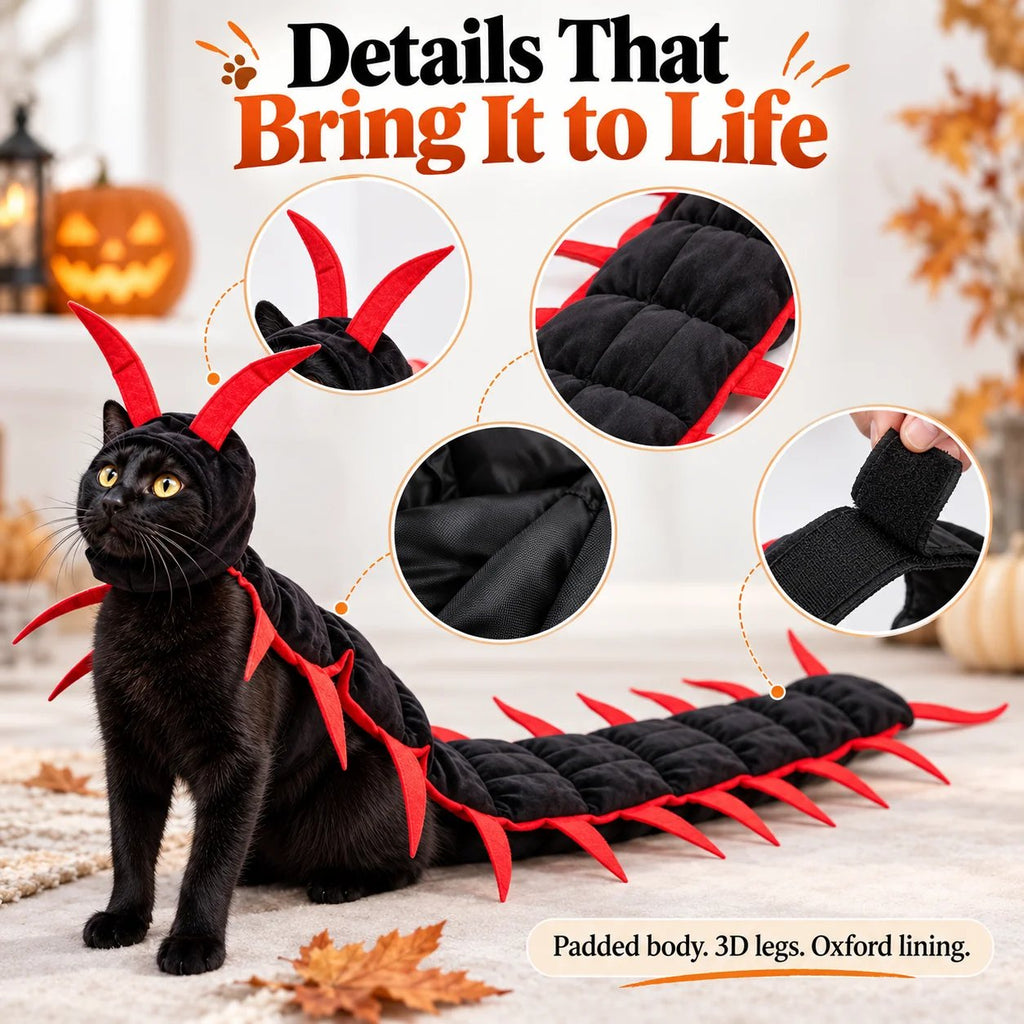 💯🎃 Creepy-Cute Halloween Centipede Pet Costume – 3D Crawling Outfit for Dogs & Cats 🐾