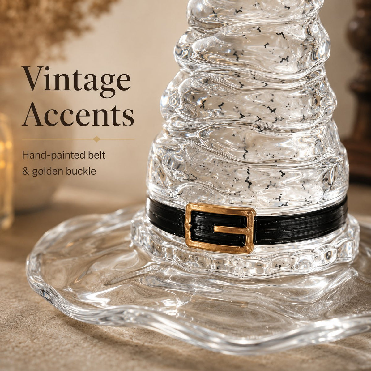 🔮 Ethereal Mouth-Blown Crystal Glass Witch Hat