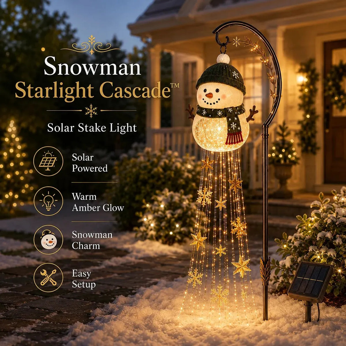 🔥Buy 2 Get 20% OFF🔥☃️ Snowman Sparkle CascadeTM Solar Garden Light
