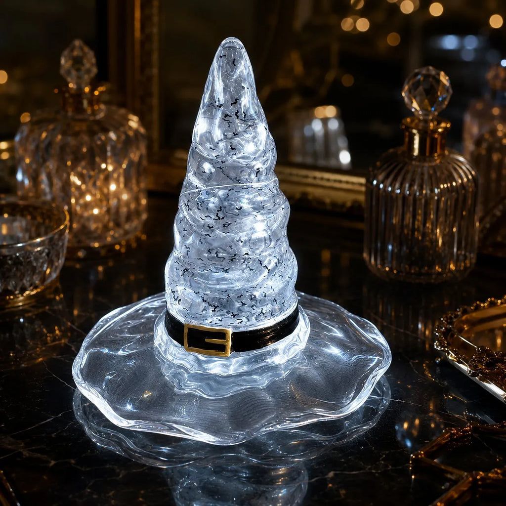 🔮 Ethereal Mouth-Blown Crystal Glass Witch Hat