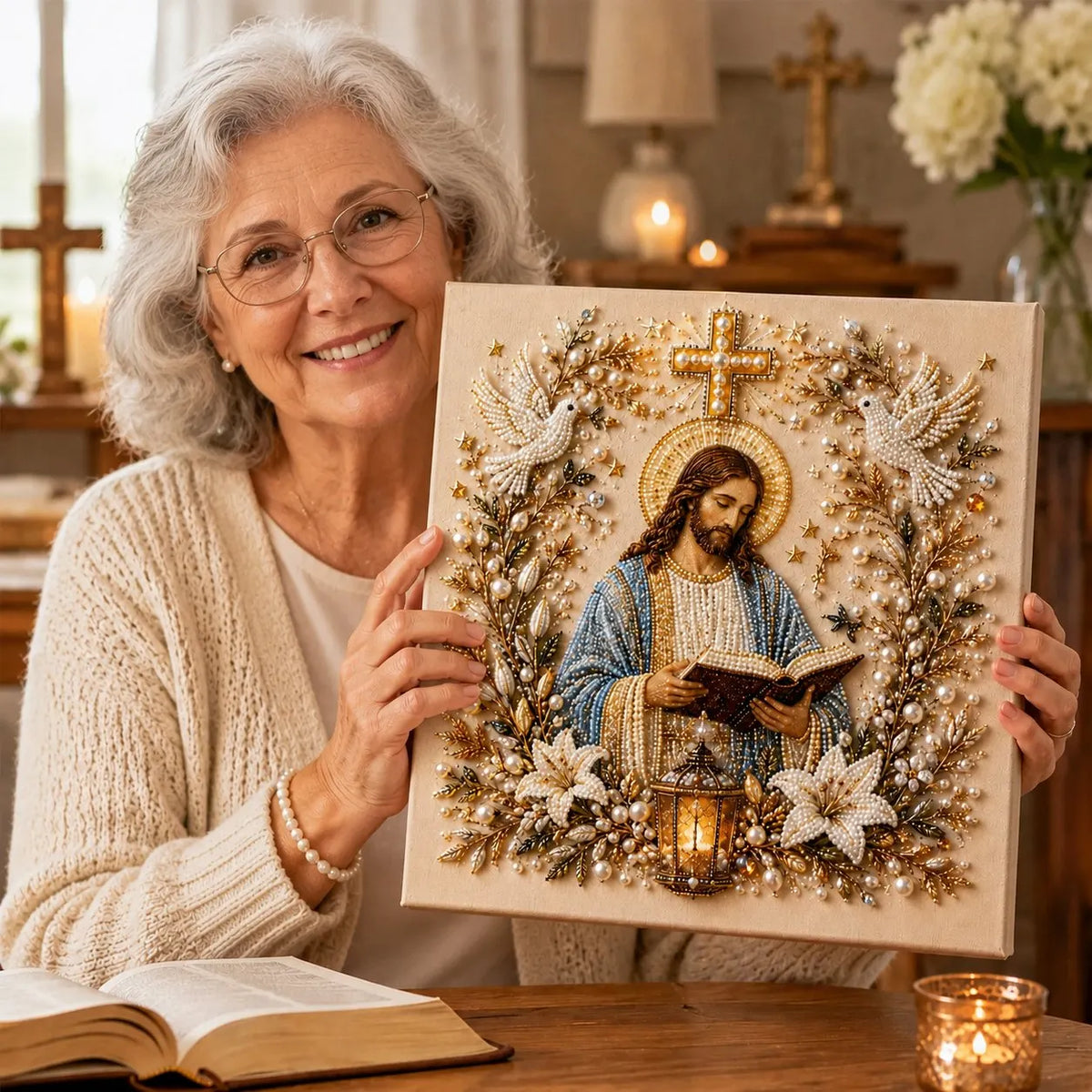 🔥 Last Day 49% OFF – ✝️ DIY Jesus Pearl Art Kit | 3D Pearl-Style Christian Artwork for Prayer Corners & Faith Gifts