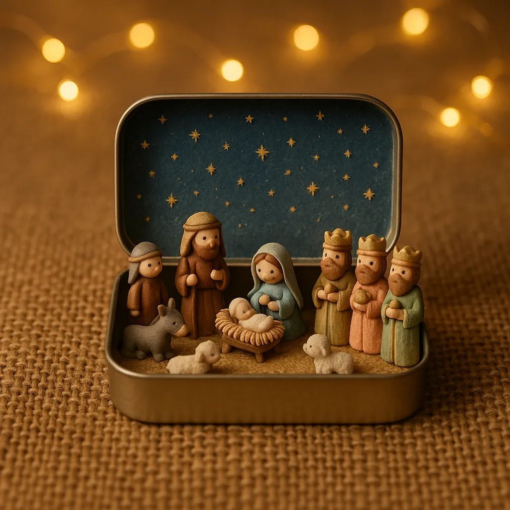 🔥Last Day 49% Off🎁Mini Nativity Set in a Tin Box