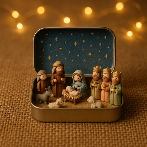 🔥Last Day 49% Off🎁Mini Nativity Set in a Tin Box
