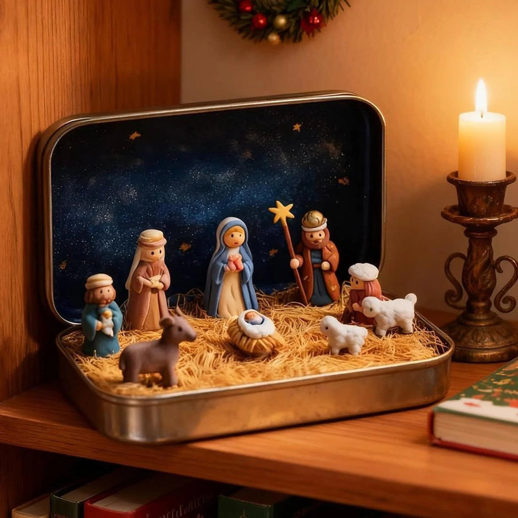 🔥Last Day 49% Off🎁Mini Nativity Set in a Tin Box
