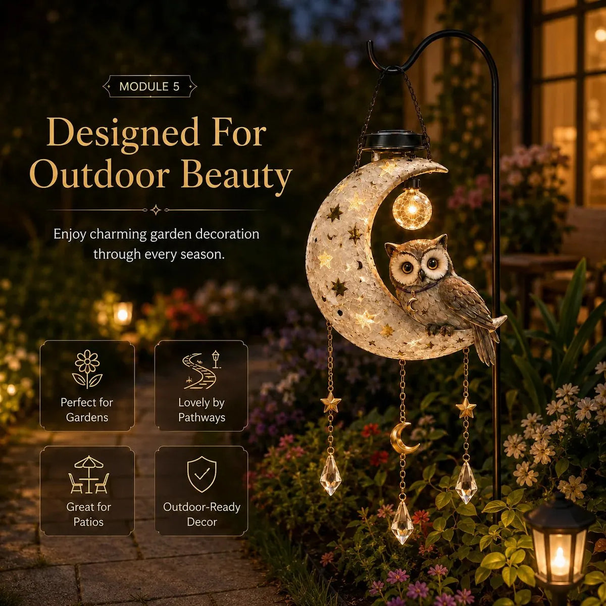 🔥HOT SALE🔥Solar Owl Moon Garden Light