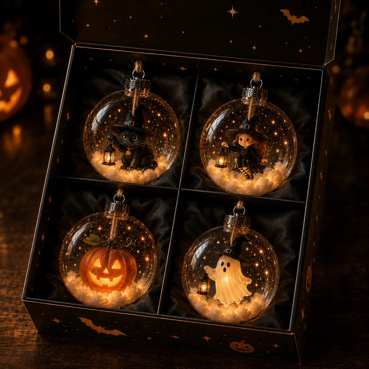 🎃 Limited Halloween Collection-Glowing Halloween Ornament Collection – Cat, Witch, Pumpkin & Ghost Baubles