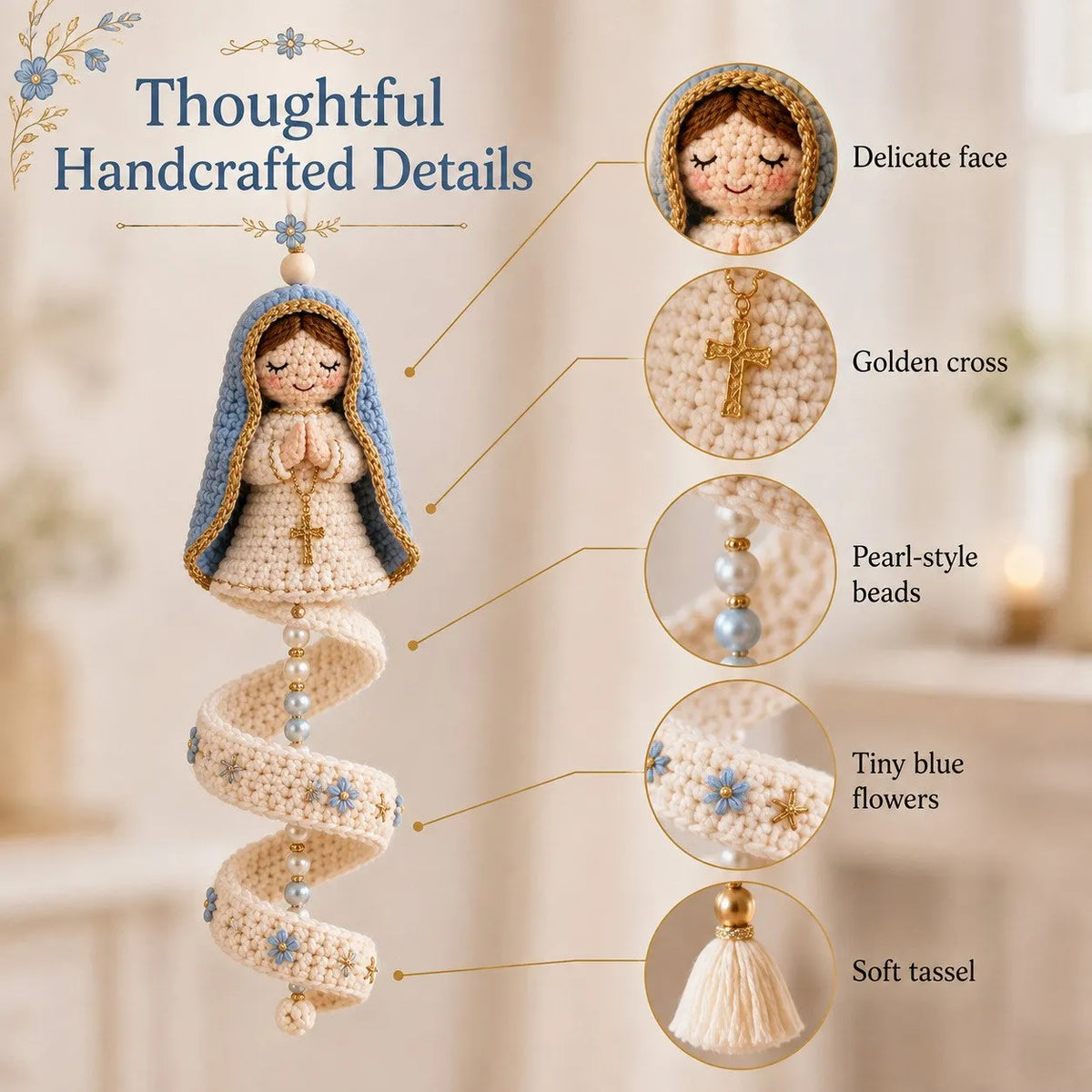 🔥Last Day 49% OFF - 🙏🧵DIY Crochet Blessed Mother Spiral Hanging Ornament Kit