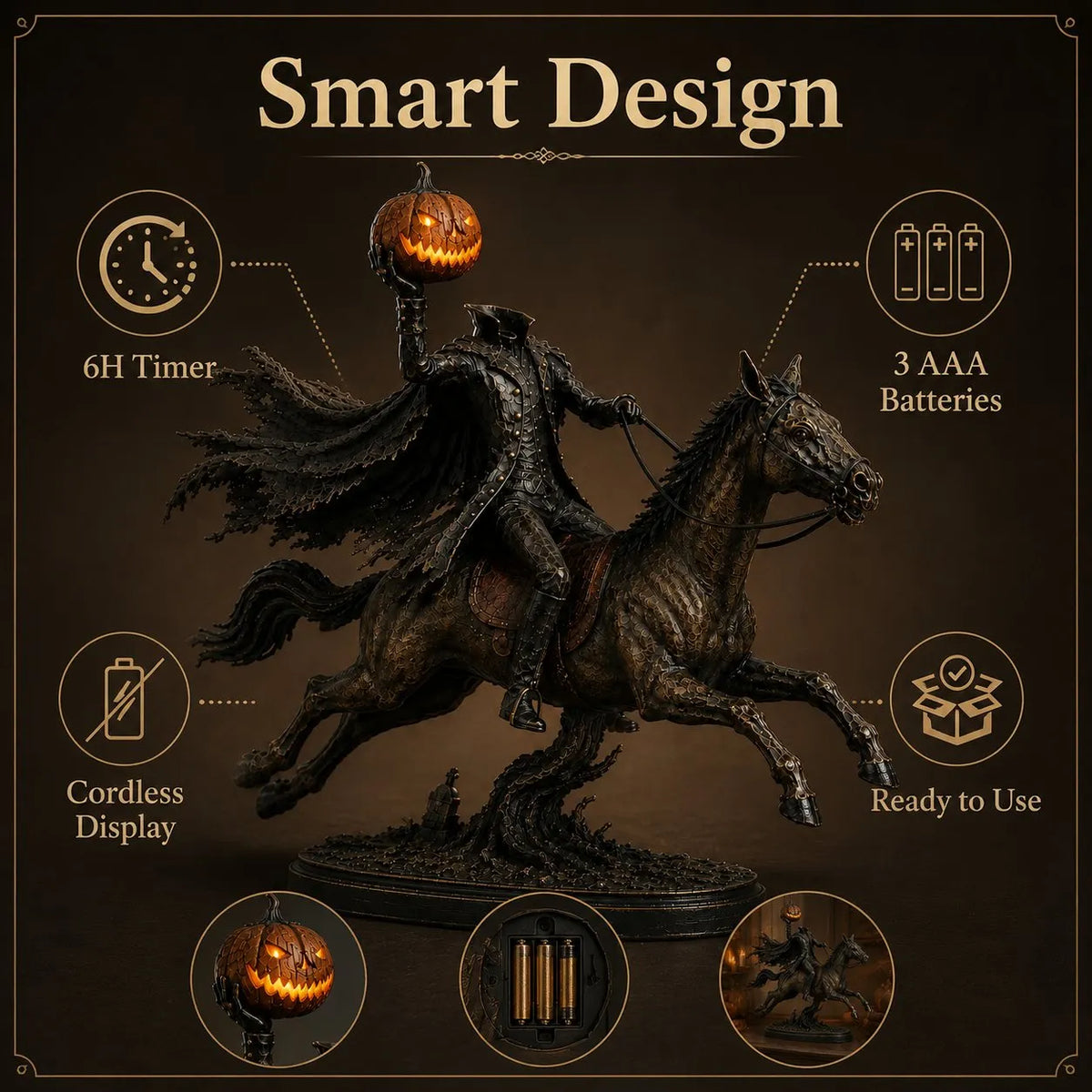 ⏰Limited Stock 50% OFF - 🎃🏇Midnight Chase Headless Horseman Statue | Awaken the Legend of the Hollow(✨Same as the video)