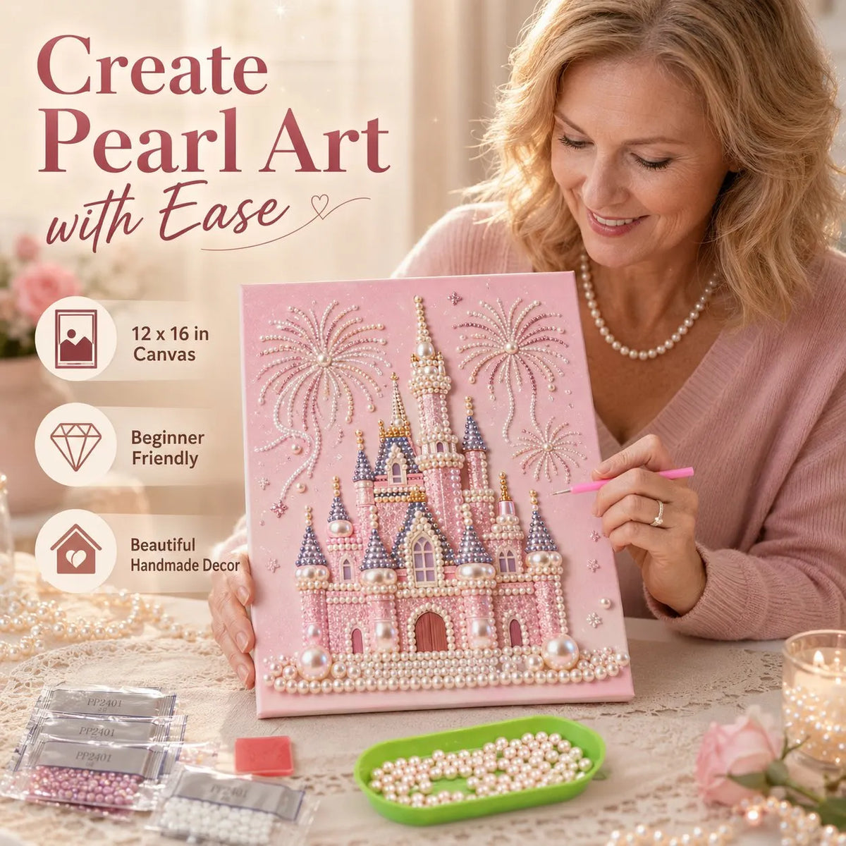 ✨ Create Stunning Pearl Art Easily | Relaxing DIY Gem Painting Wall Decor