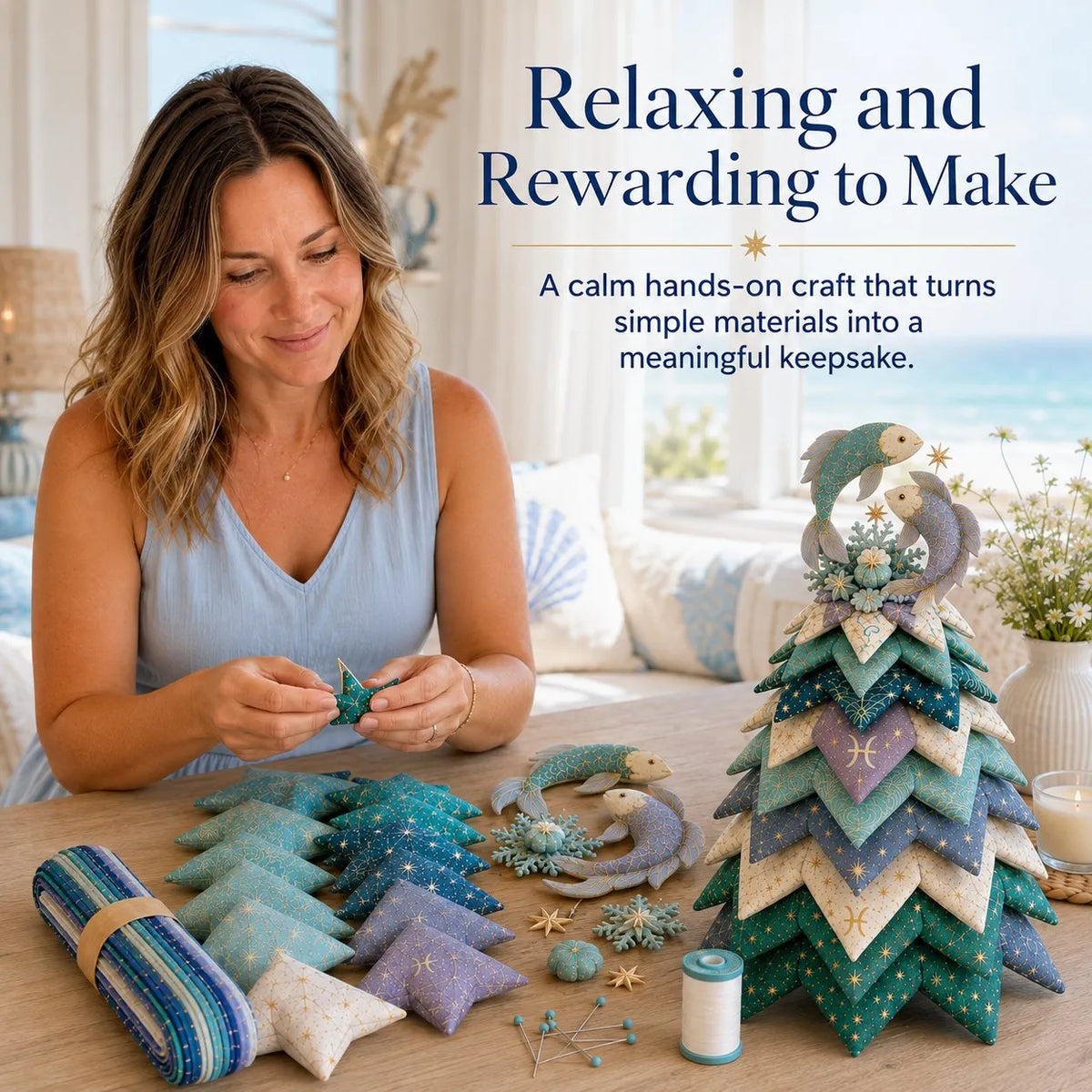 ⏳ Last Day 49% OFF – ♓ Beginner-Friendly DIY Layered Pisces Zodiac Quilted Tree Kit | Complete Kit with All Tools & Step-by-Step Guide Included 💕
