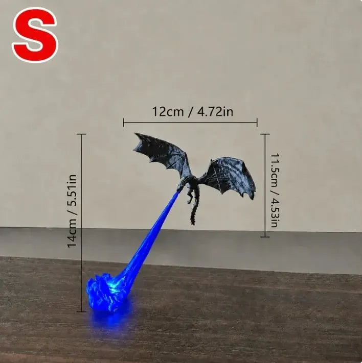 🐉3D Fire-Breathing Dragon LED Display – Fantasy Bookshelf Decor with Glowing Flame