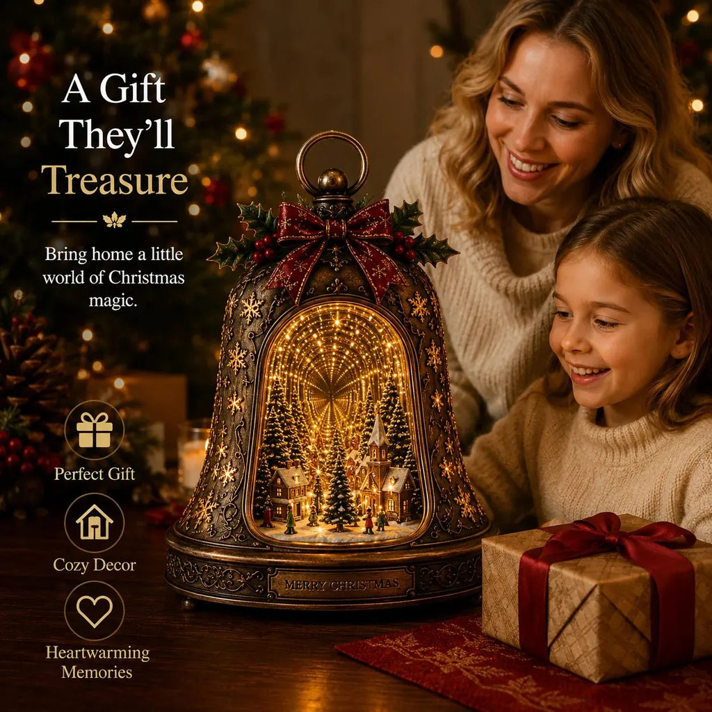 🎄 Christmas Village Infinity Bell 🎄– Lighted 3D Holiday Decor