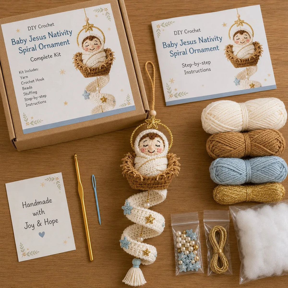 🔥Last Day 49% OFF - 🙏🧵DIY Crochet Blessed Mother Spiral Hanging Ornament Kit