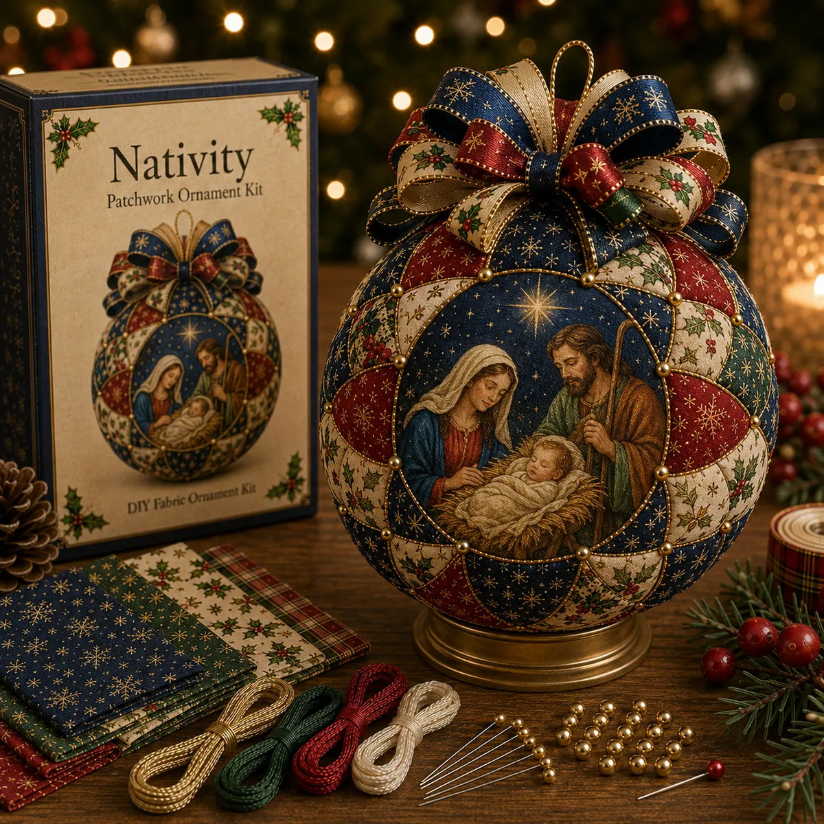 🎄 DIY Christmas Patchwork Ornament Kit