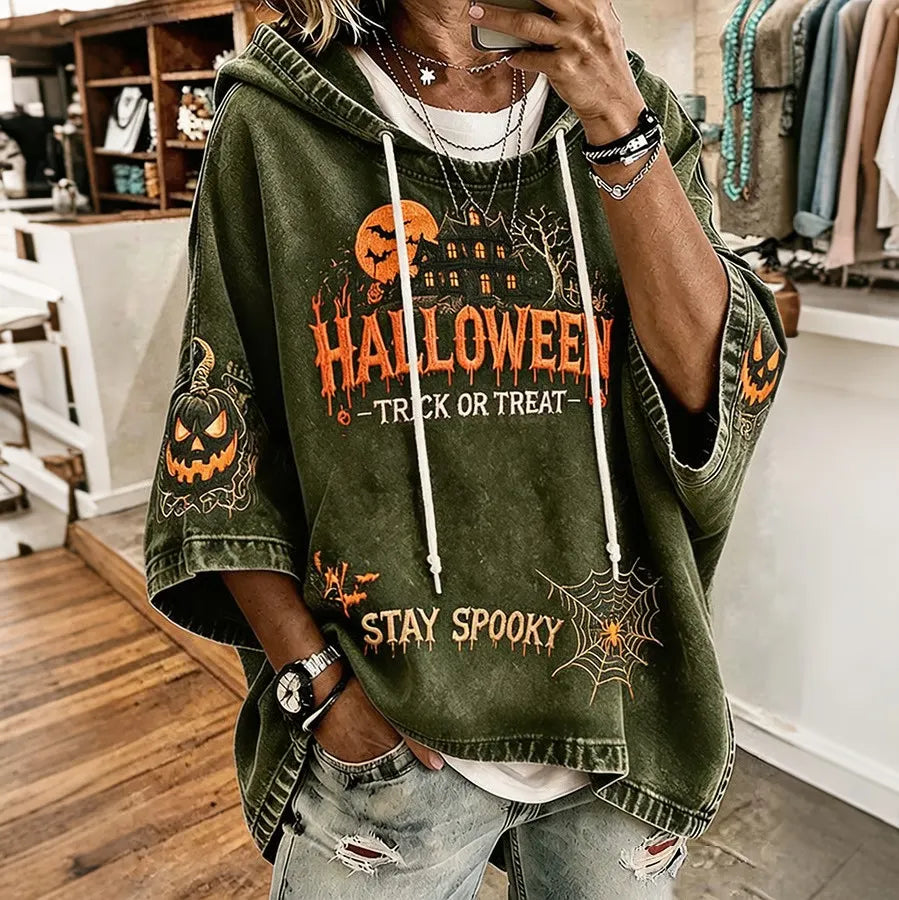 Women's Halloween Printed Art Print Hooded