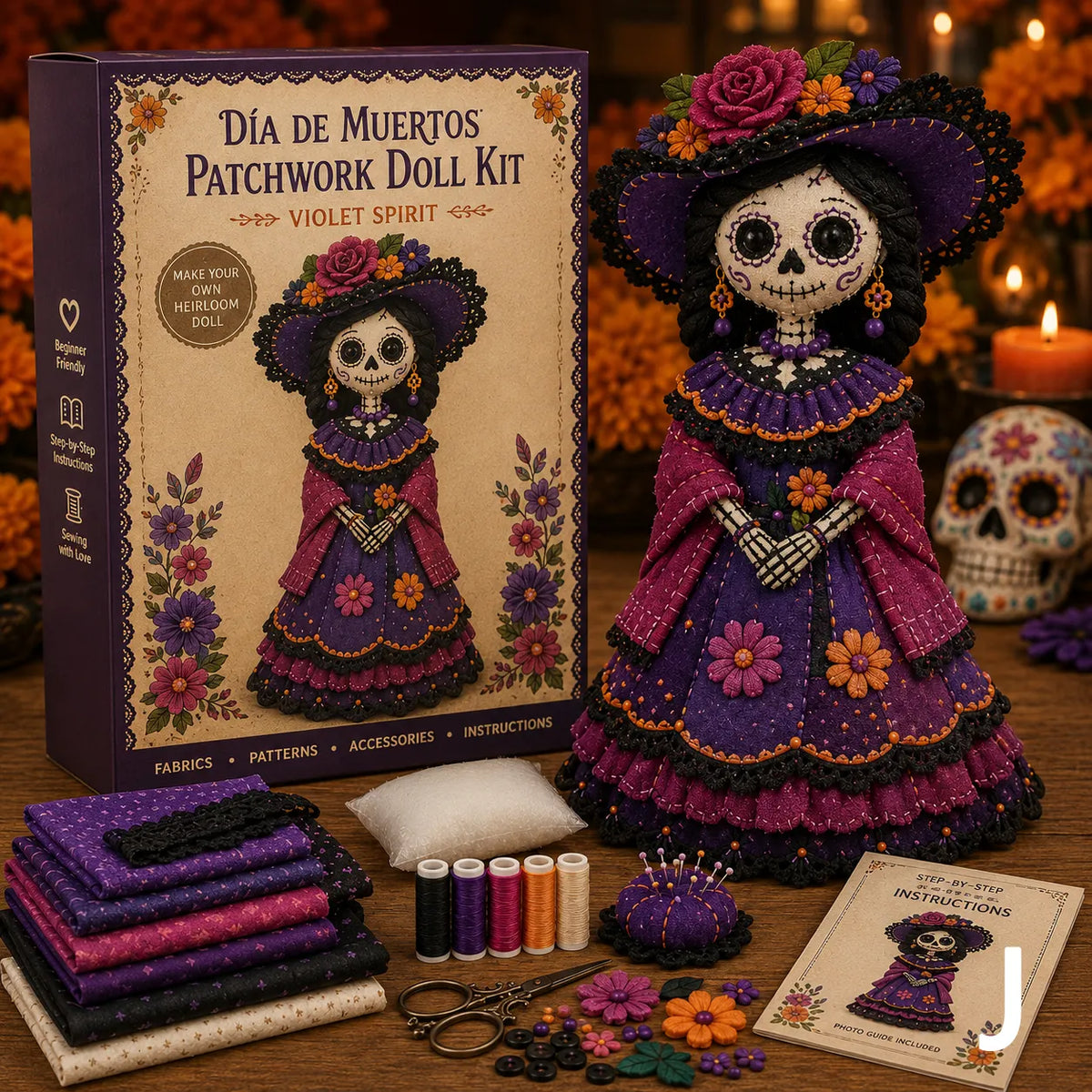 🔥LAST DAY 50% - Day of the Dead Patchwork Doll DIY Kit