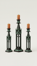 Mint-accented Gothic Candleholder Trio