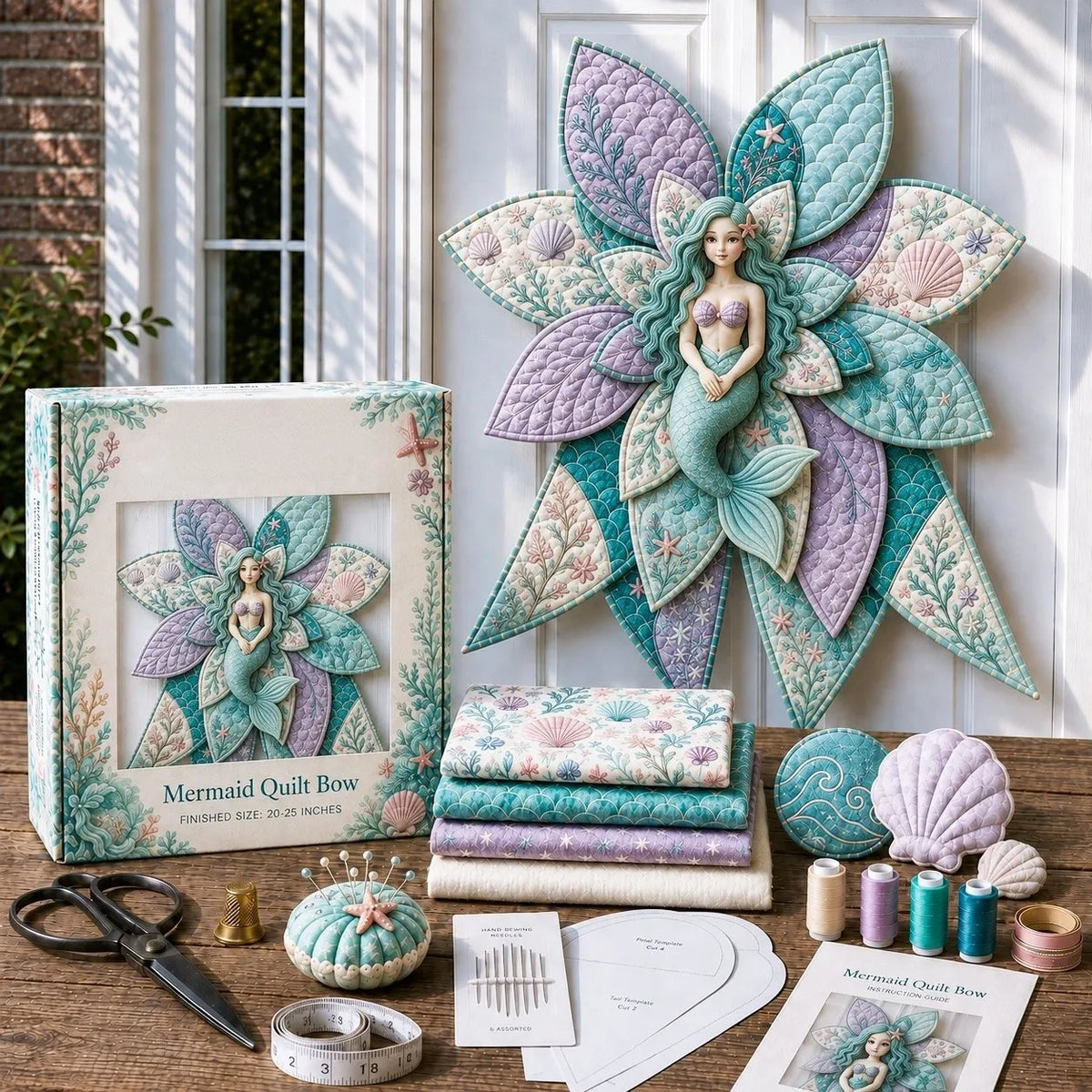 ⏳ Last Day 49% OFF – 🎀 Beginner-Friendly Oversized Quilted Bow Sewing Kit | Coordinated Printed Fabrics, Batting, Pre-Designed Templates & Complete Supplies for a Full 23–25 in 3D Statement Bow ✨