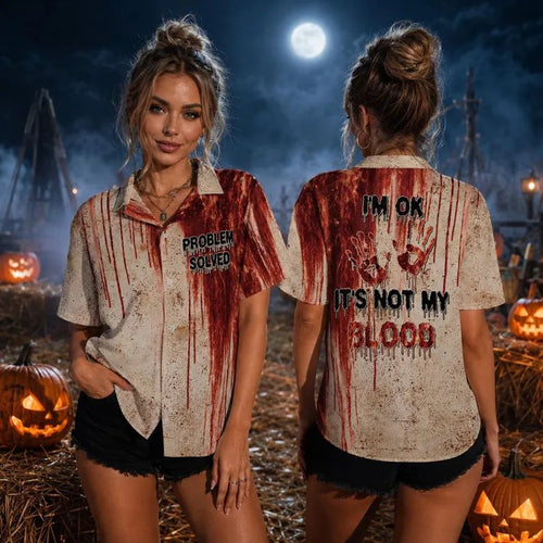 Women's Vintage Halloween Horror Art Shirt