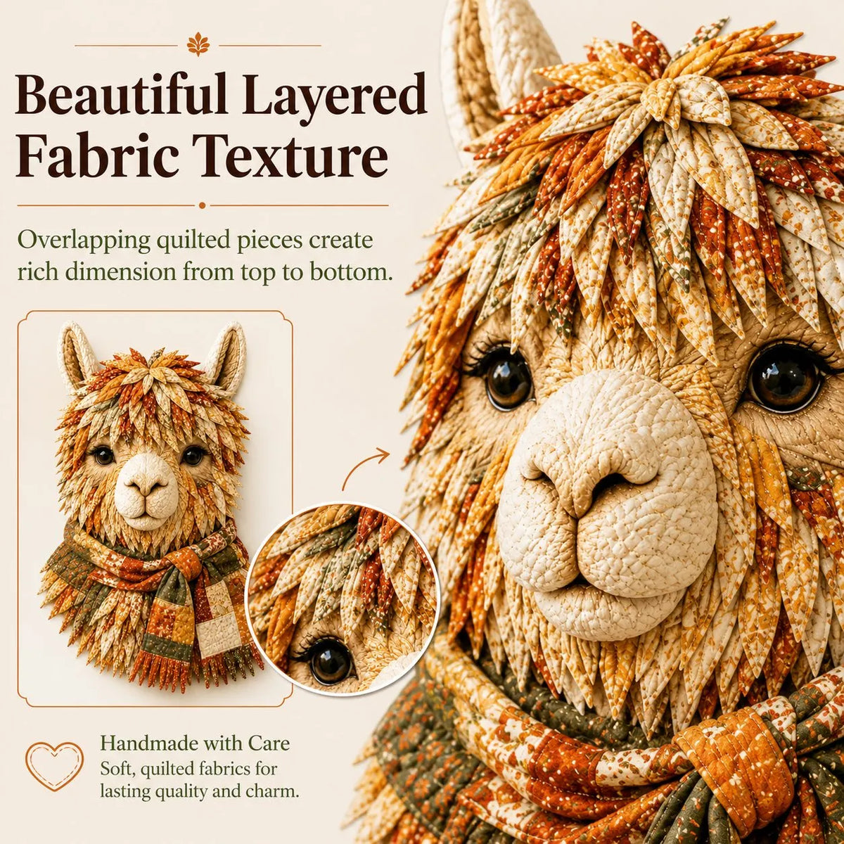 ⏳ Last Day 49% OFF – 🦙 Beginner-Friendly Autumn Alpaca DIY Wall Hanging Kit | Complete Kit with Pre-Cut Fabrics, Stitching Supplies & Step-by-Step Guide Included 🍂💕