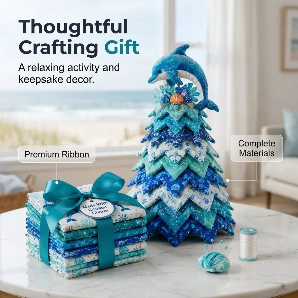 🔥 Last Day: 49% Off – 🌊 "Ocean Dream" Layered Fabric Tree DIY Kit | Create a freestanding coastal-style centerpiece featuring coordinated fabrics and an ocean-themed topper 🐚✨