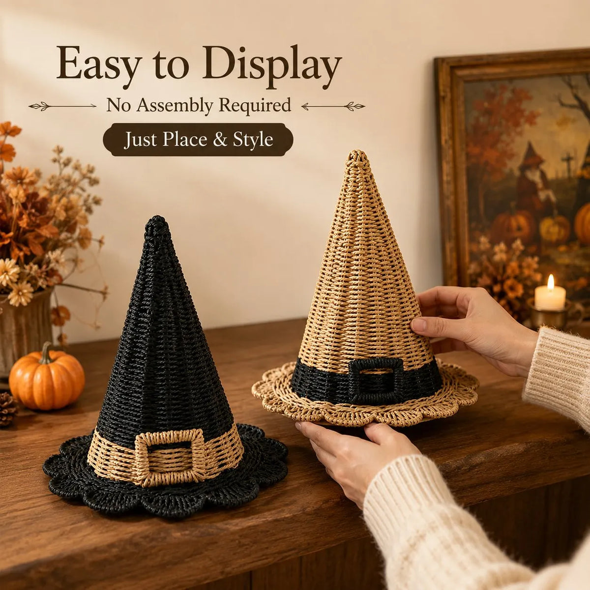 🧙‍♀️ Handwoven Paper-Rope Witch Hat — Add Rustic Magic to Halloween! 🎃