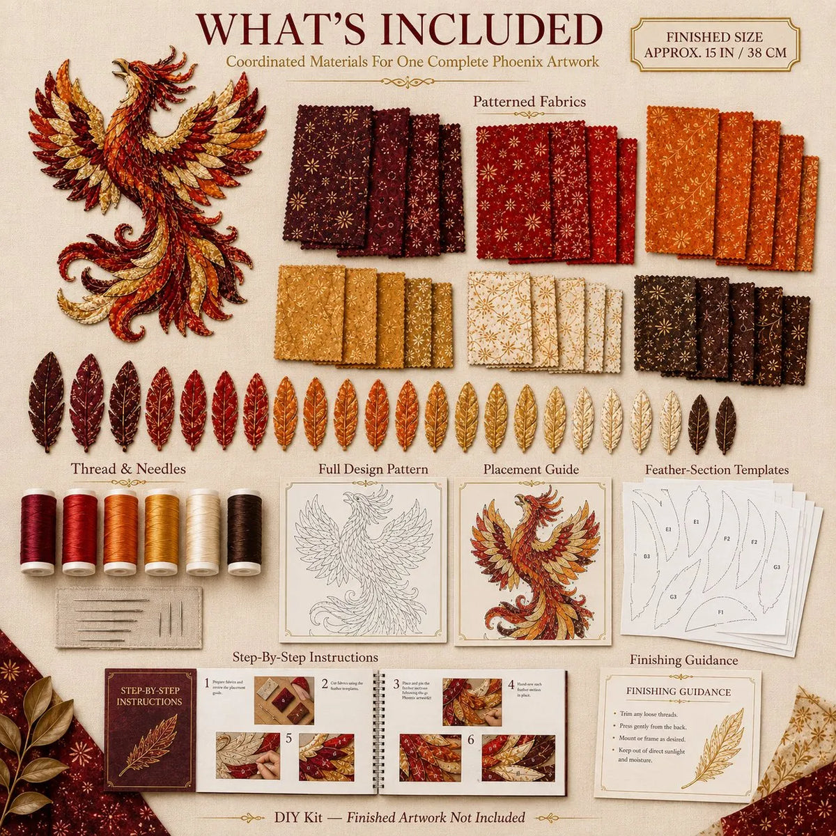 🎉🌙 Beginner-Friendly Mythic Wilds DIY Layered Patchwork Art Kit | Complete Kit with Patterned Fabrics, Sewing Materials & Step-by-Step Guide Included 💕