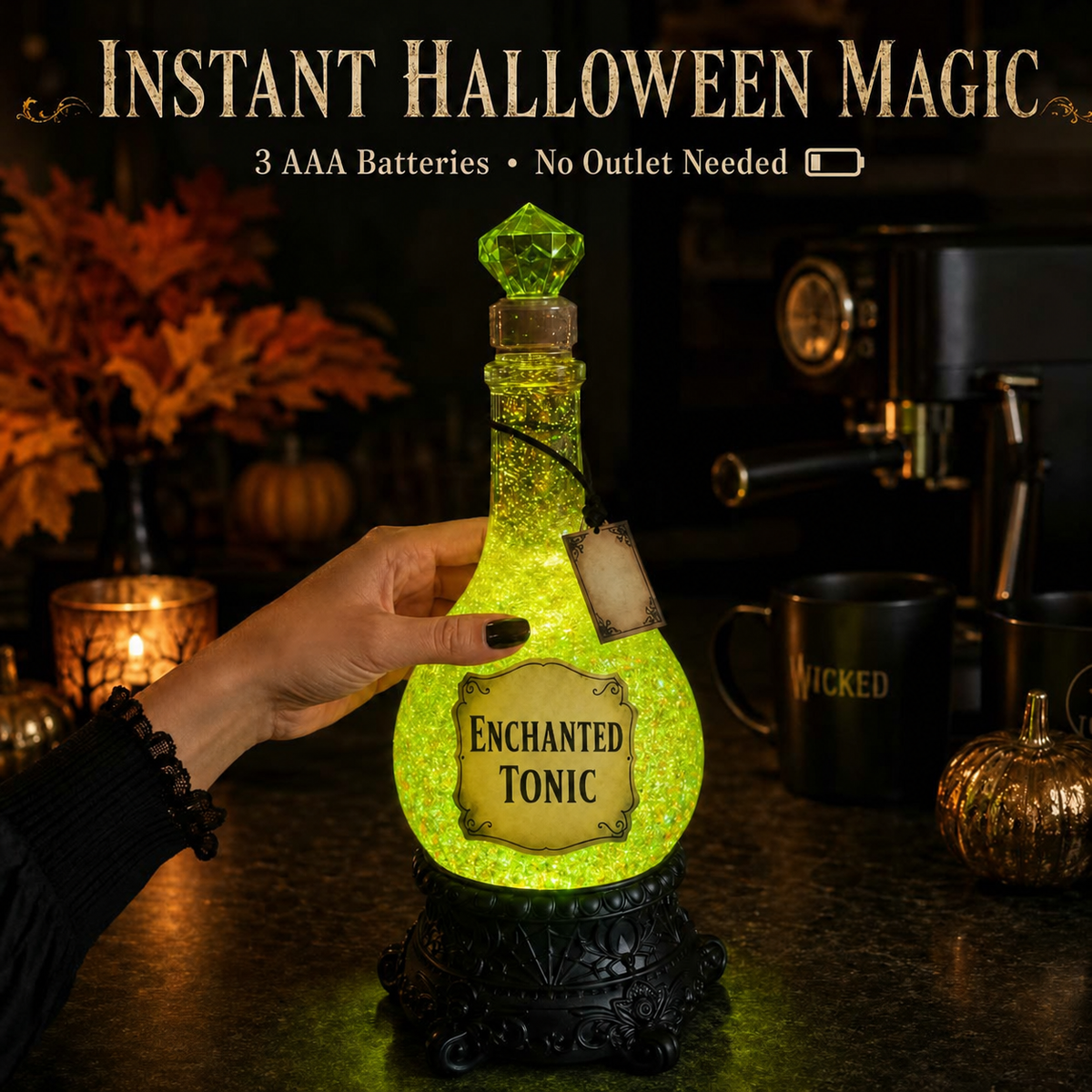 🔥Last Day 49% OFF -🧙✨Lighted Enchanted Tonic Poison Bottle Glitter Globe