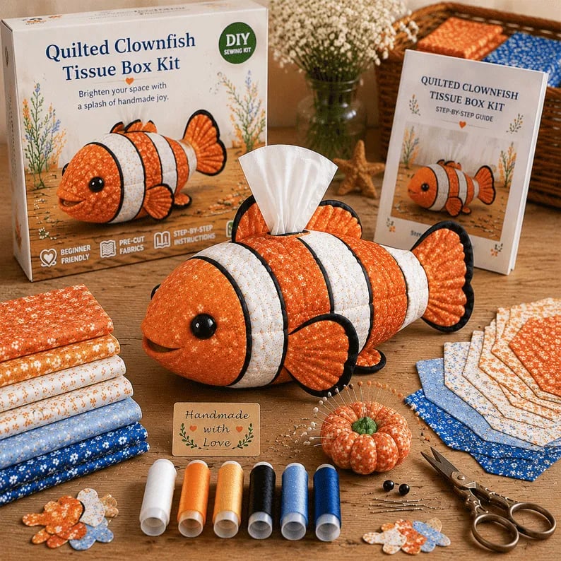 🧵 DIY Ocean Animal Tissue Box Sewing Kit – Fun Animal & Ocean Friends! 🌟