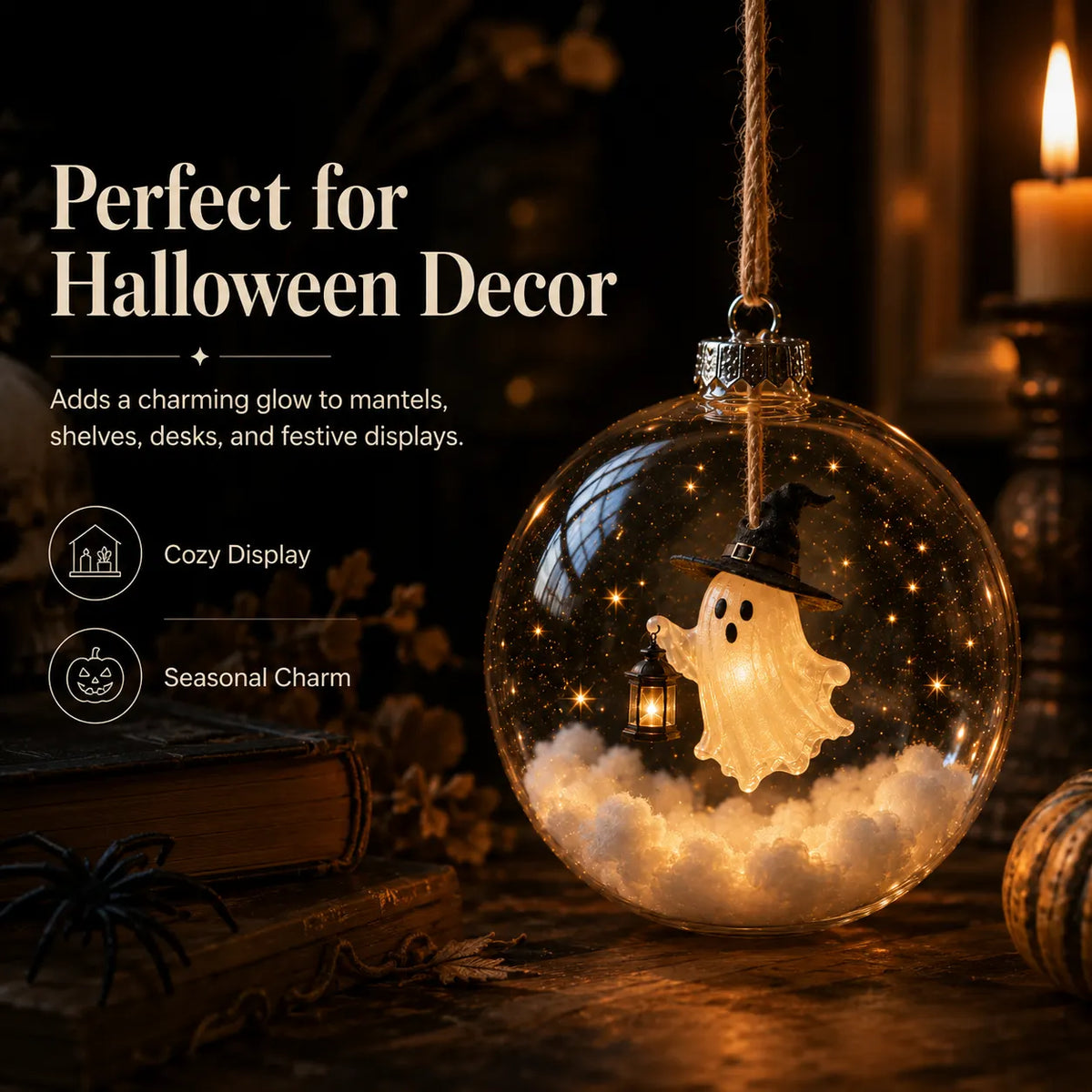 🎃 Limited Halloween Collection-Glowing Halloween Ornament Collection – Cat, Witch, Pumpkin & Ghost Baubles