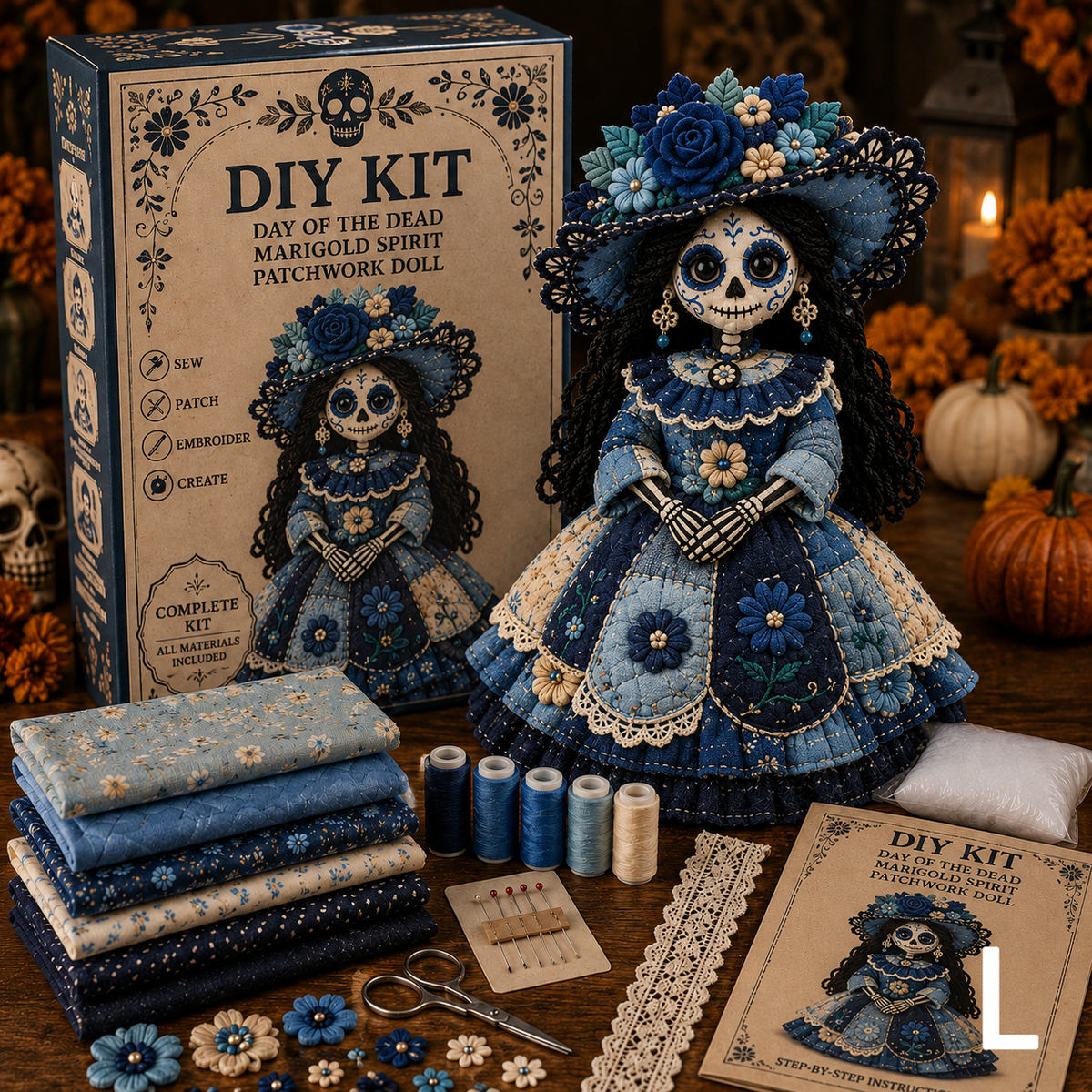 🔥LAST DAY 50% - Day of the Dead Patchwork Doll DIY Kit