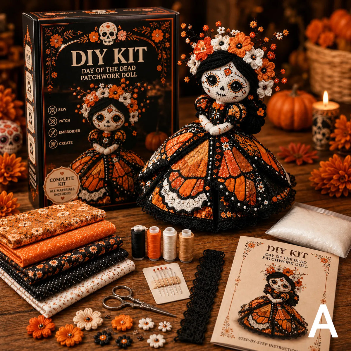🔥LAST DAY 50% - Day of the Dead Patchwork Doll DIY Kit