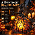 🧙‍♀️7-Inch Lighted Gothic Witch Lantern – Warm LED Halloween Figurine for Mantel, Shelf & Table Decor