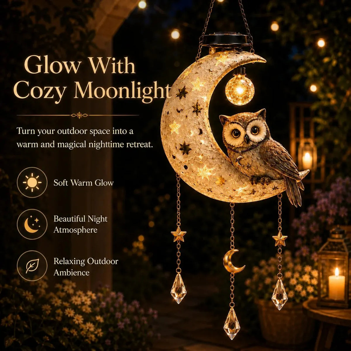 🔥HOT SALE🔥Solar Owl Moon Garden Light