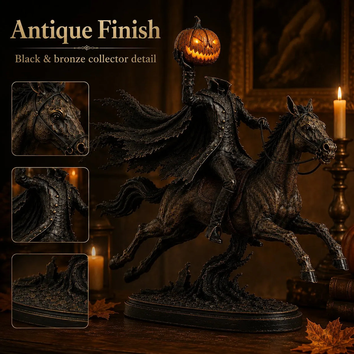⏰Limited Stock 50% OFF - 🎃🏇Midnight Chase Headless Horseman Statue | Awaken the Legend of the Hollow(✨Same as the video)