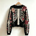 Women's Vintage Skeleton And Rose Art Cozy Sweater