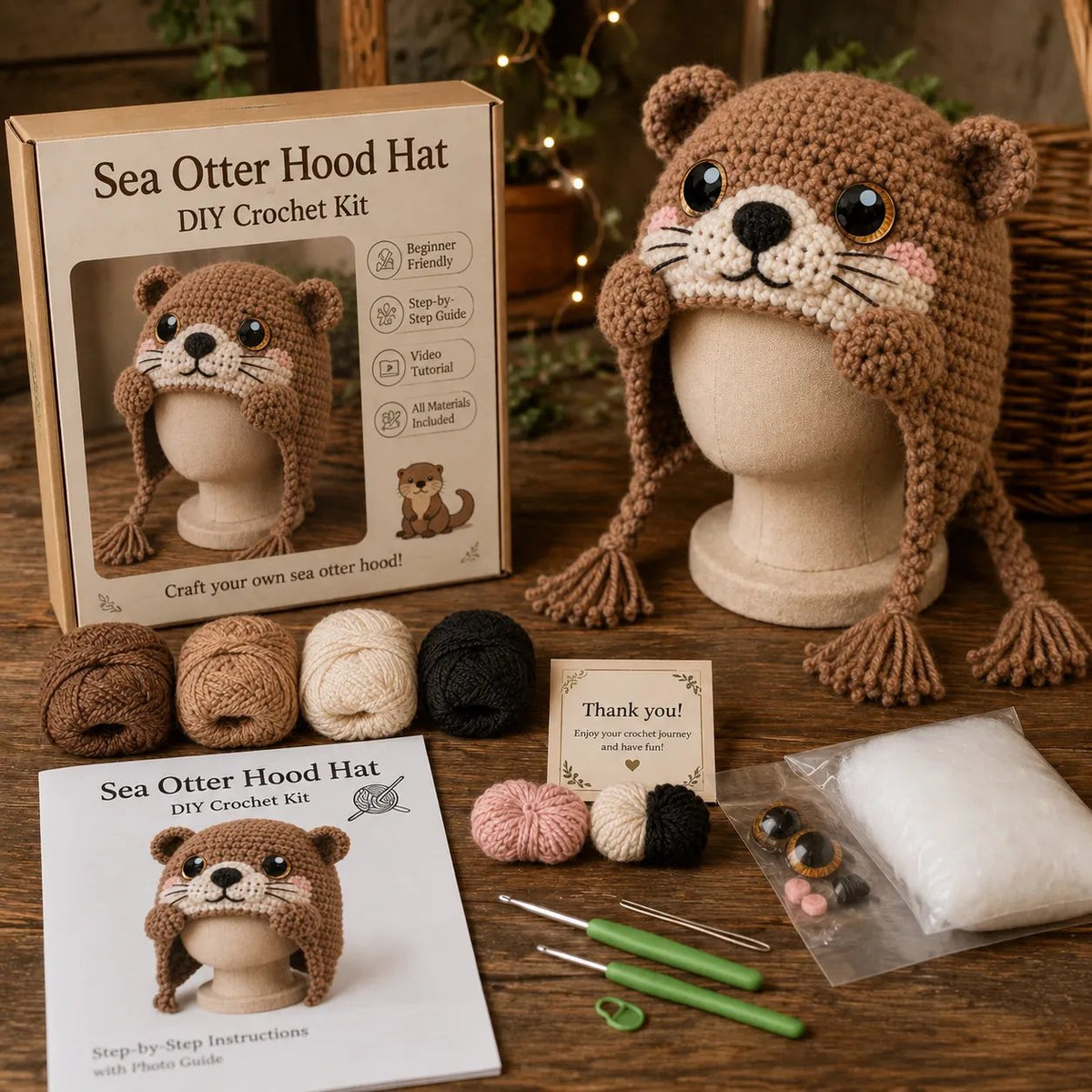 🔥 LAST DAY 49% OFF – 🌊✨ Ocean Series Hood Hat DIY Crochet Kit | Premium Soft Yarn Materials with Step-by-Step Guide DIY Handmade Wearable Ocean Character Hood 🧶🎭✨