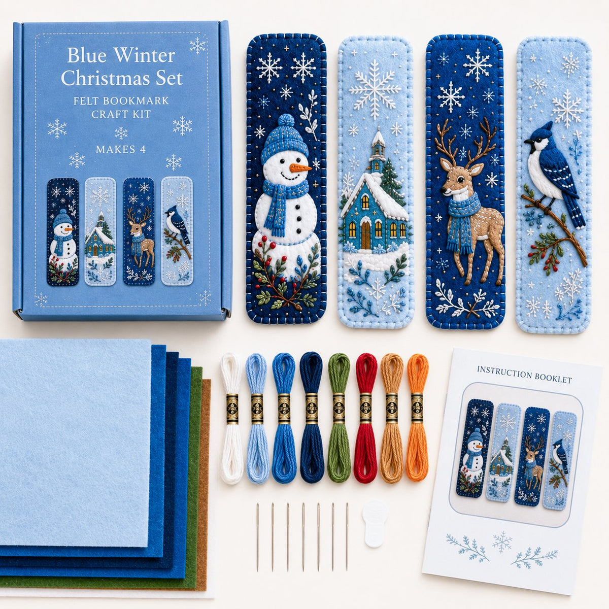 🎄 DIY Felt Embroidery Bookmark Kit(4PCS)