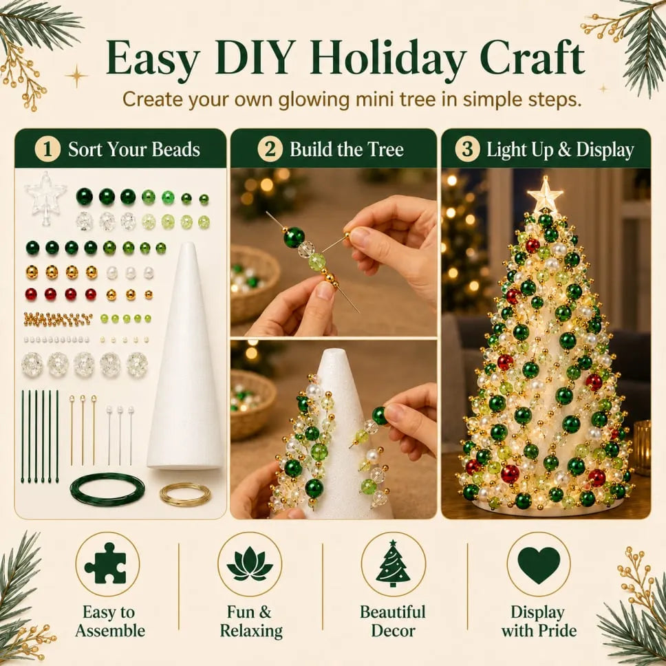 🎄 DIY Beaded Mini Christmas Tree Kit – Create Your Own Glowing Holiday Decoration - Limited Time 50% OFF