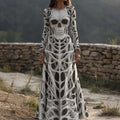 Women's Vintage Halloween Skull Face Art Comfy Maxi Dress