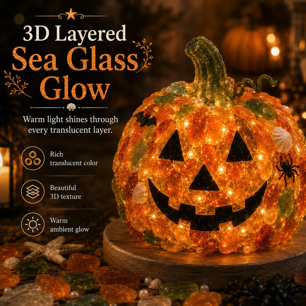 ⏳ Last Day 49% OFF – 🎃 Beginner-Friendly DIY Lighted Sea Glass Halloween Character Kit Collection | Complete Kit with Sea Glass Pieces, LED Lights & Step-by-Step Guide Included 💕