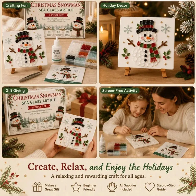 🔥 LAST DAY 49% OFF – 🎄DIY Winter Sea Glass Art Craft Kit | All-Inclusive Mosaic Set with Sea Glass, Adhesive, Sturdy Base & Festive Holiday Designs ✨