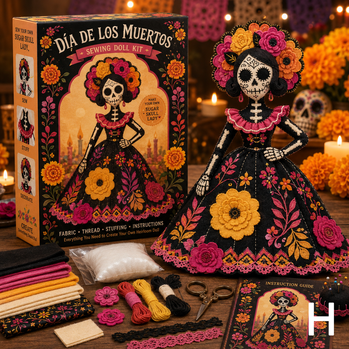 🔥LAST DAY 50% - Day of the Dead Patchwork Doll DIY Kit