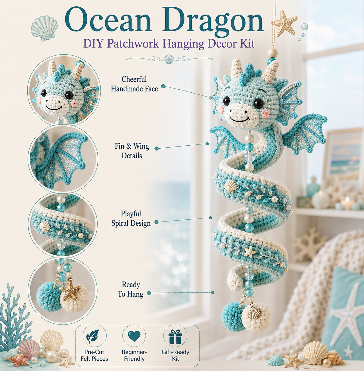 ⏳ Last Day 49% OFF – 🐉 Beginner-Friendly DIY Enchanted Dragon Spiral Hanging Ornament Kit | Complete Kit with All Tools & Step-by-Step Guide Included 💕